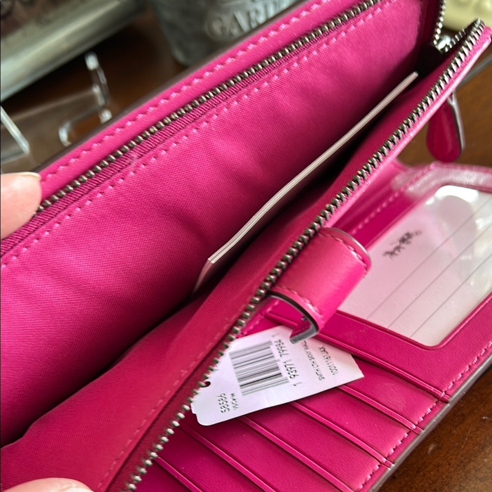 Coach Smooth Leather Fuchsia Women's Wallet - Picture 8 of 16